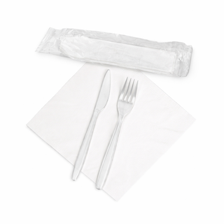 KIT DE COUVERTS EZEL – FOURCHETTE, CUILLÈRE ET SERVIETTE