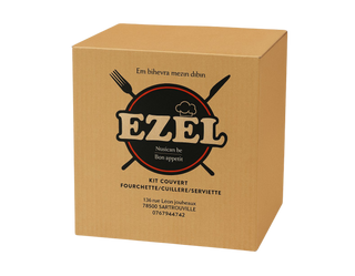 KIT DE COUVERTS EZEL – FOURCHETTE, CUILLÈRE ET SERVIETTE