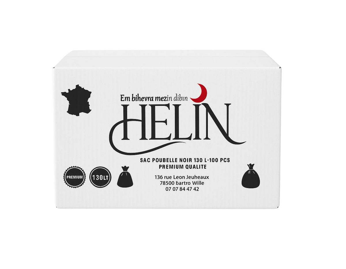SACS POUBELLE NOIRS HELIN – 130 L (100 SACS)